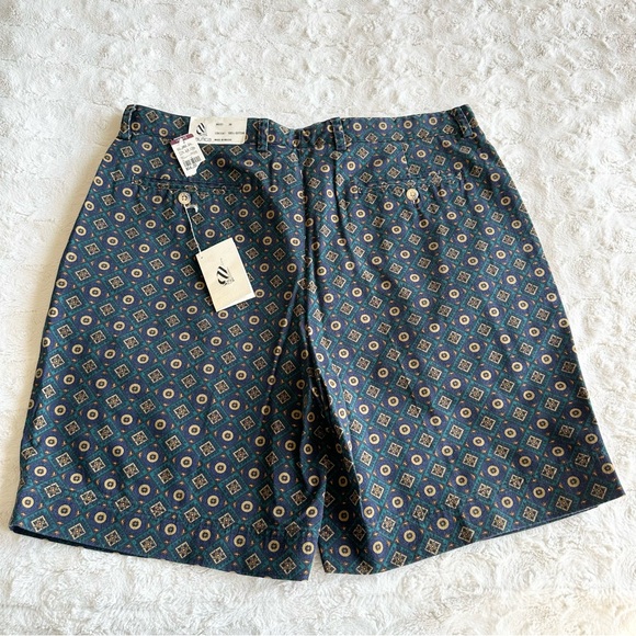 Vtg Nautica Shorts Mens 38 Blue Geometric 90s Aztec Boho Skater Pleated NWT - Picture 1 of 12